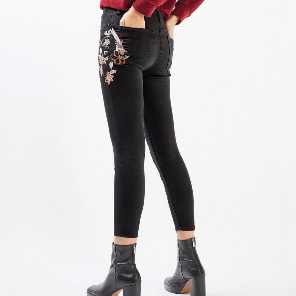 Topshop Jaime embroidered jeans